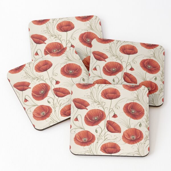 Artikelvorschau, Rotes Mohnmuster entworfen und verkauft von burbankdesigns.