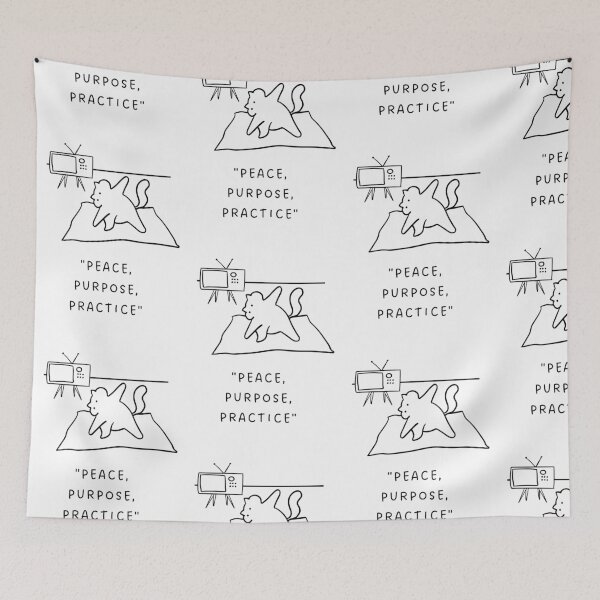 Item preview, "Peace, Purpose, Practice" | Yoga Cat Illustration designed and sold by RM-Journey.