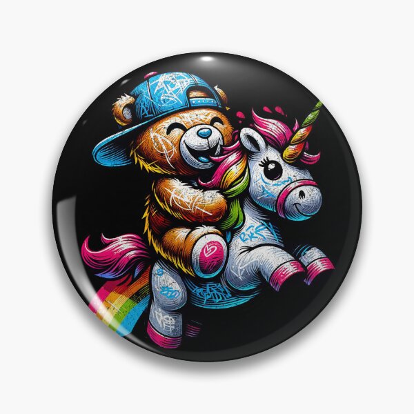 Item preview, Grunge Graffiti Teddy Bear on Unicorn designed and sold by chrisrivait.