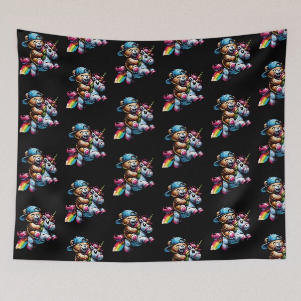 Item preview, Grunge Graffiti Teddy Bear on Unicorn designed and sold by chrisrivait.