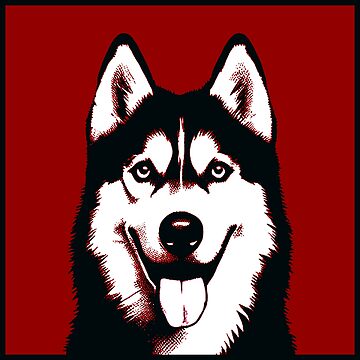 Artwork thumbnail, Siberian Husky Dog Pop Art In A Red Square by K9ish