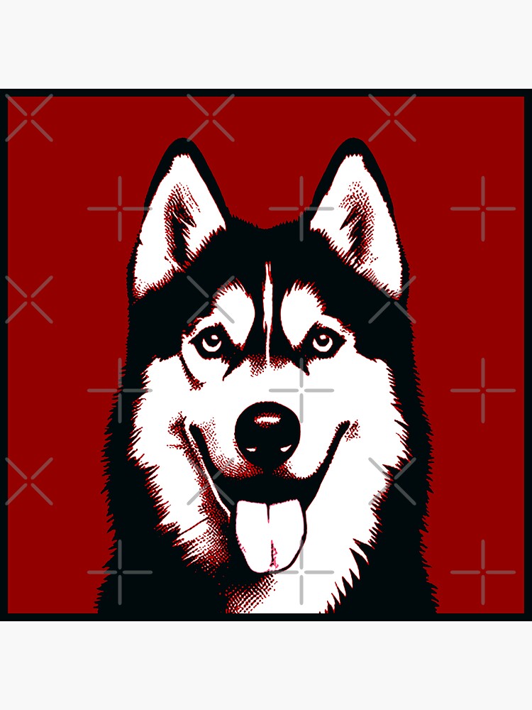 Thumbnail 3 of 3, Magnet, Siberian Husky Dog Pop Art In A Red Square designed and sold by K9ish.