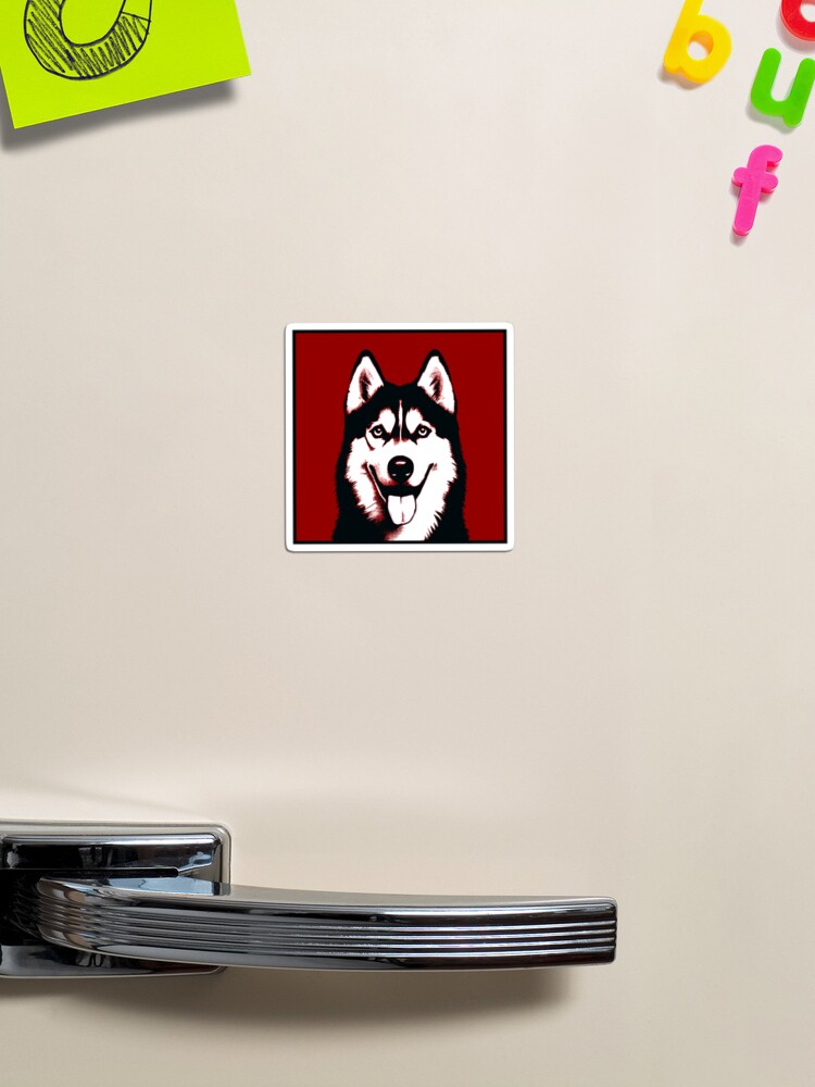 Thumbnail 1 of 3, Magnet, Siberian Husky Dog Pop Art In A Red Square designed and sold by K9ish.