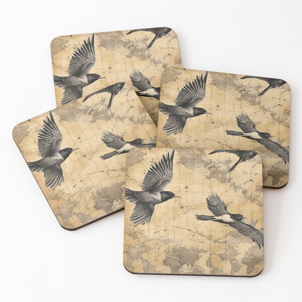 Item preview, Birds flying over old graphs and maps.  designed and sold by Rompecabezas.