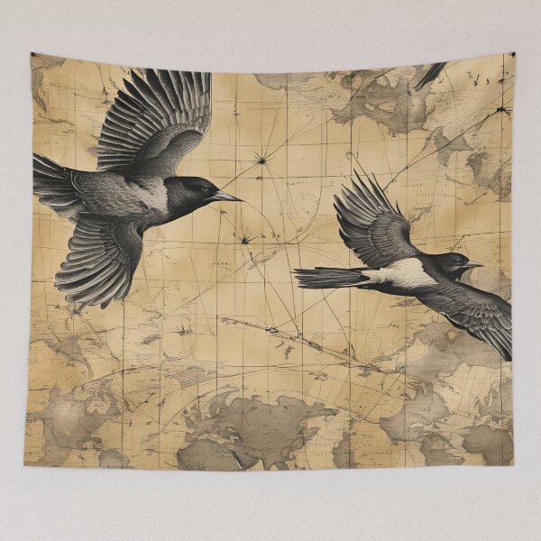 Item preview, Birds flying over old graphs and maps.  designed and sold by Rompecabezas.