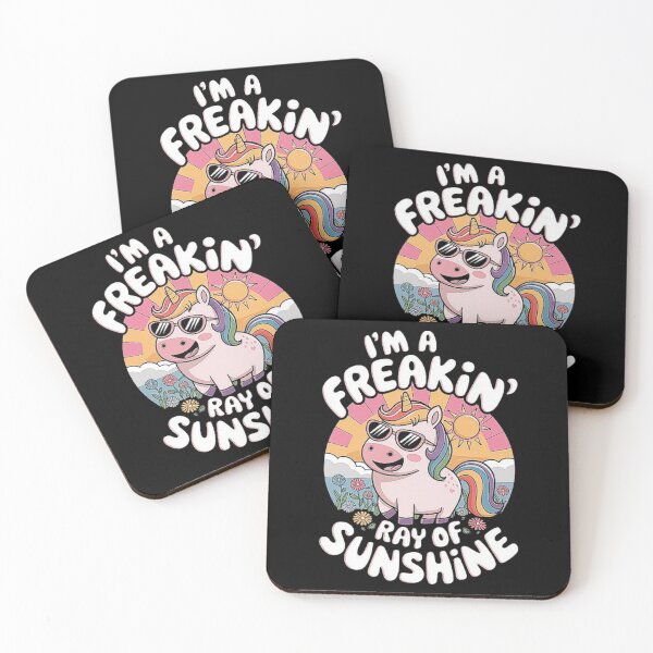 Item preview, Freakin’ Ray of Sunshine Unicorn Art - Cute Cartoon Unicorn with Sunglasses designed and sold by love3617.