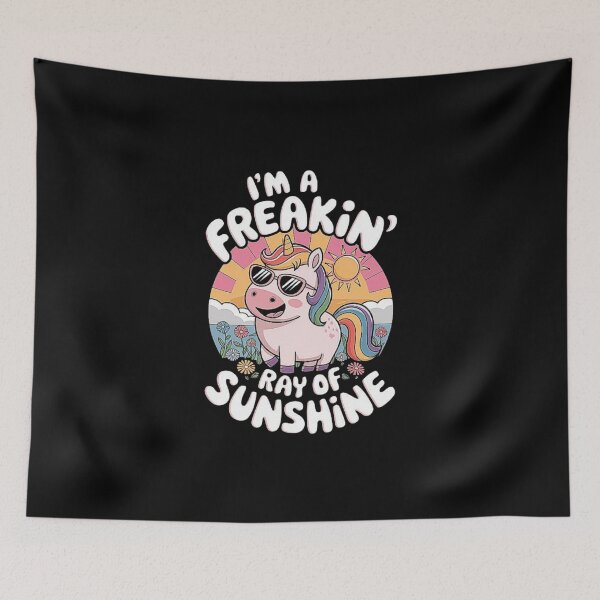 Item preview, Freakin’ Ray of Sunshine Unicorn Art - Cute Cartoon Unicorn with Sunglasses designed and sold by love3617.
