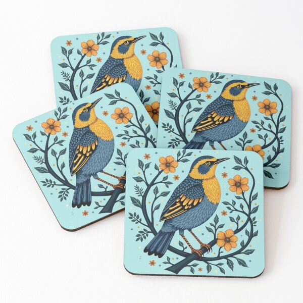 Item preview, Golden-Throated Songbird with Floral Accents designed and sold by BirdsnStuff.