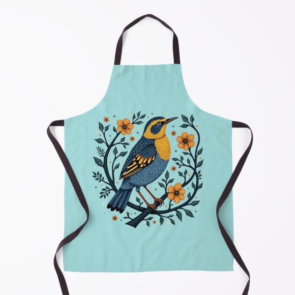 Item preview, Golden-Throated Songbird with Floral Accents designed and sold by BirdsnStuff.