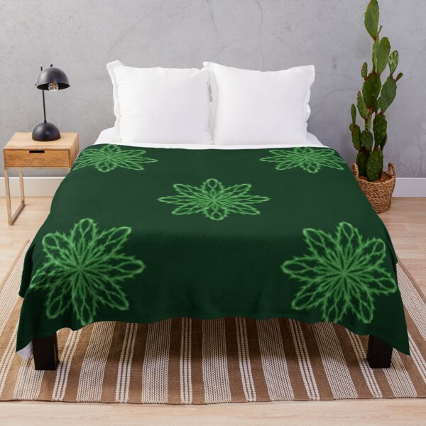 Item preview, Pattern of green snowflakes "Inspiration" on a dark green background designed and sold by Cherevan.