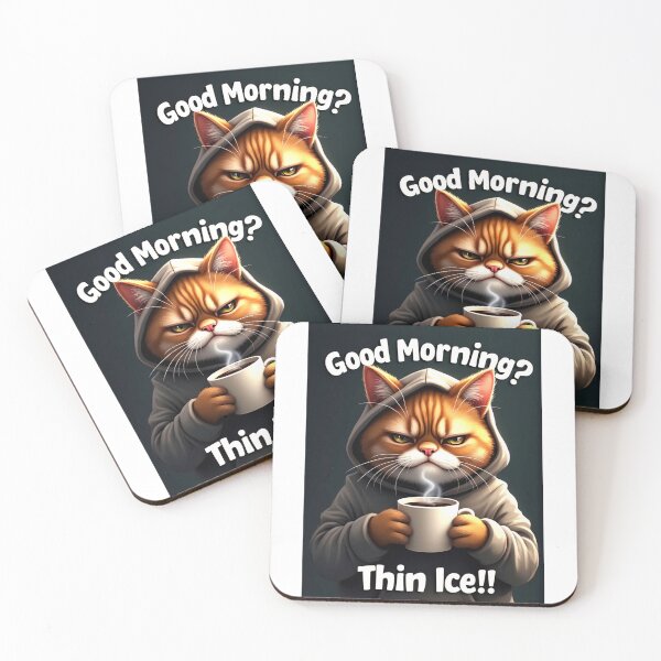 Item preview, Morning Struggles: Grumpy Cat in Hoodie designed and sold by ArtCreator2023.