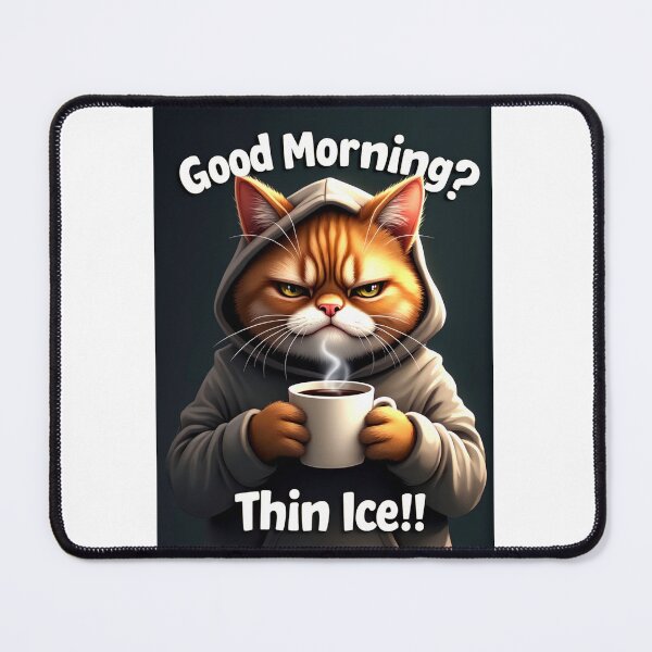 Item preview, Morning Struggles: Grumpy Cat in Hoodie designed and sold by ArtCreator2023.