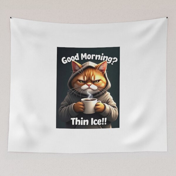 Item preview, Morning Struggles: Grumpy Cat in Hoodie designed and sold by ArtCreator2023.
