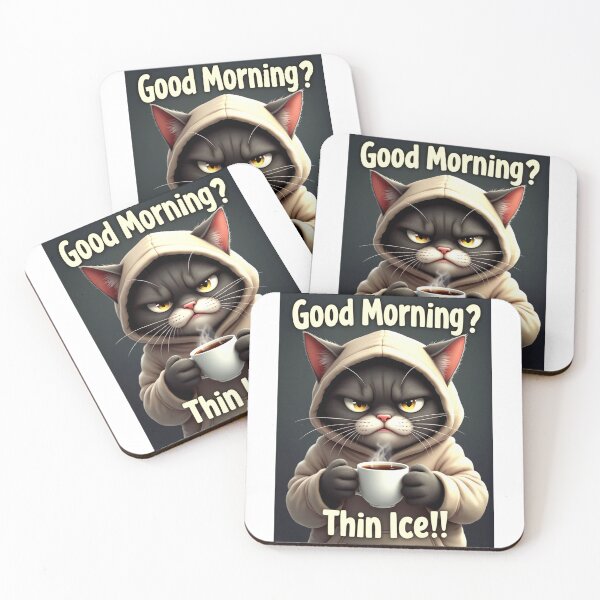 Item preview, Morning Sassy Cat on Thin Ice designed and sold by ArtCreator2023.