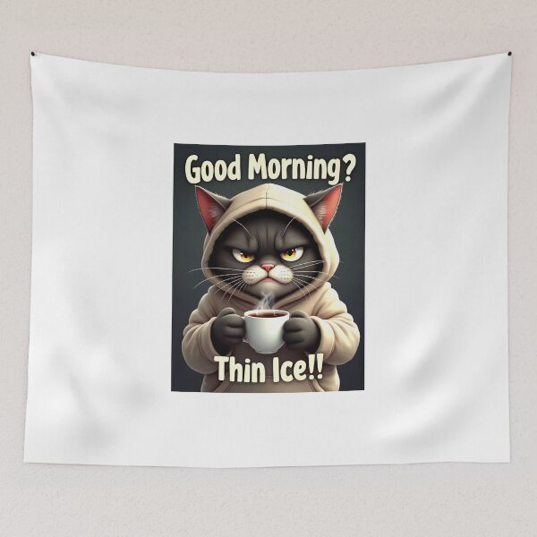 Item preview, Morning Sassy Cat on Thin Ice designed and sold by ArtCreator2023.