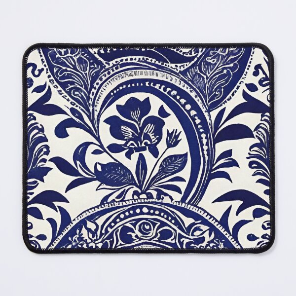 Item preview, Navy Blue Floral Ink Print on Creme designed and sold by BubbleGalaxy.