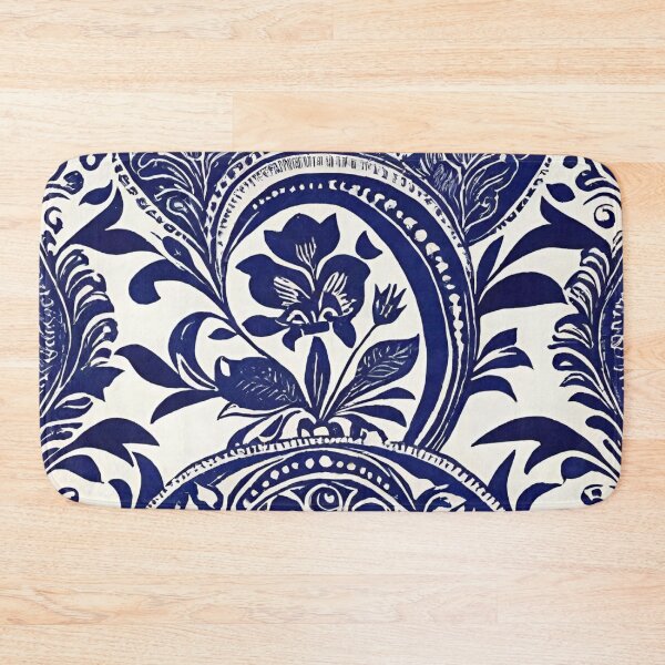Item preview, Navy Blue Floral Ink Print on Creme designed and sold by BubbleGalaxy.