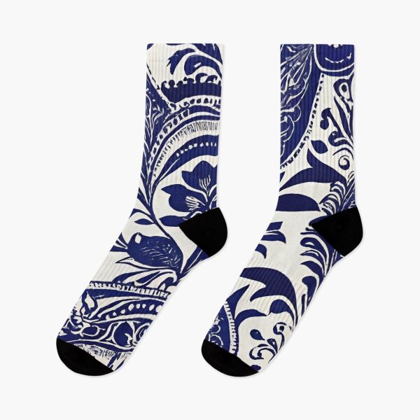 Item preview, Navy Blue Floral Ink Print on Creme designed and sold by BubbleGalaxy.