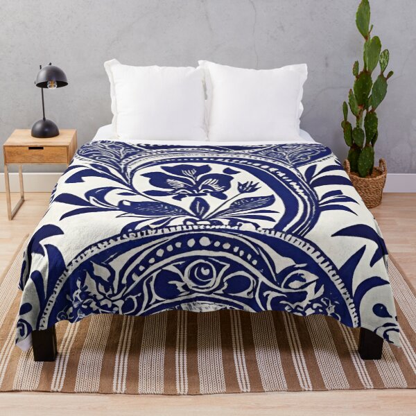 Item preview, Navy Blue Floral Ink Print on Creme designed and sold by BubbleGalaxy.