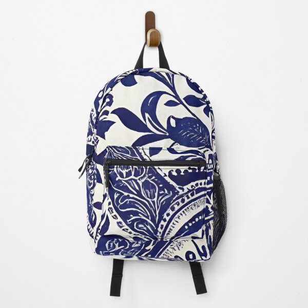 Item preview, Navy Blue Floral Ink Print on Creme designed and sold by BubbleGalaxy.