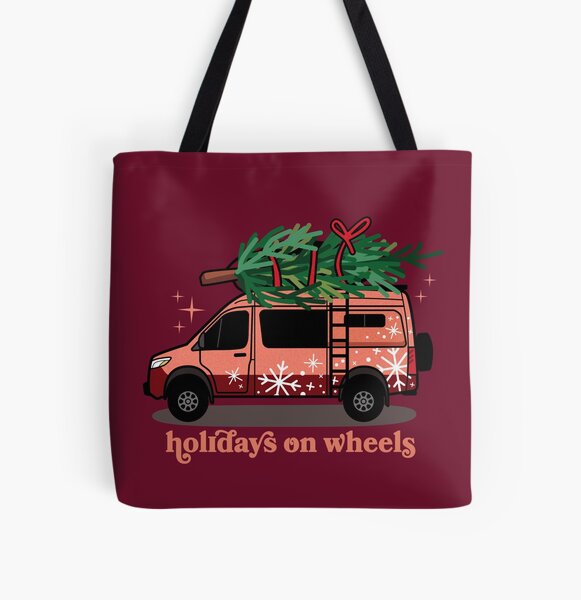 Holidays on wheels - Campeur van - Rose et rouge Tote bag doublé