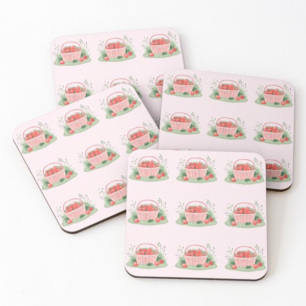Item preview, Cottagecore Strawberries in Picnic Basket designed and sold by Wildflowerfae.