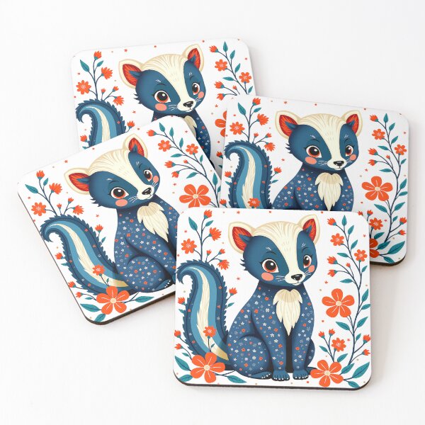 Item preview, Whimsical Floral Skunk Illustration designed and sold by BirdsnStuff.