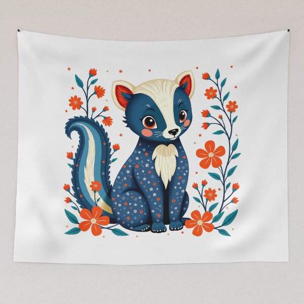 Item preview, Whimsical Floral Skunk Illustration designed and sold by BirdsnStuff.