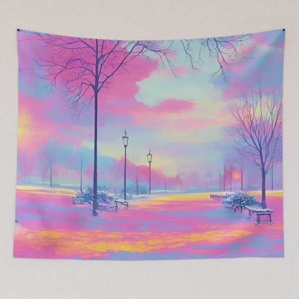 Item preview, Bright Pastel Icy Winter Sunset designed and sold by BubbleGalaxy.