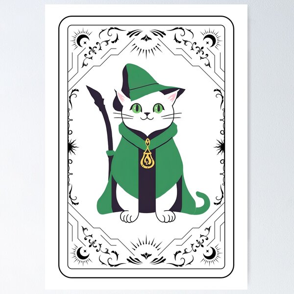 Item preview, The Feline Wizard: A Tarot Card of Magic and Mystery. Magical Cat Wizard - Amulet of Luck designed and sold by MarCreativArt.
