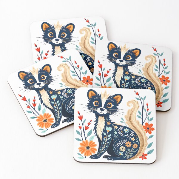 Item preview, Whimsical Floral Skunk Illustration designed and sold by BirdsnStuff.