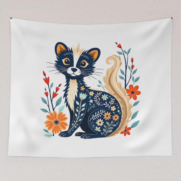 Item preview, Whimsical Floral Skunk Illustration designed and sold by BirdsnStuff.