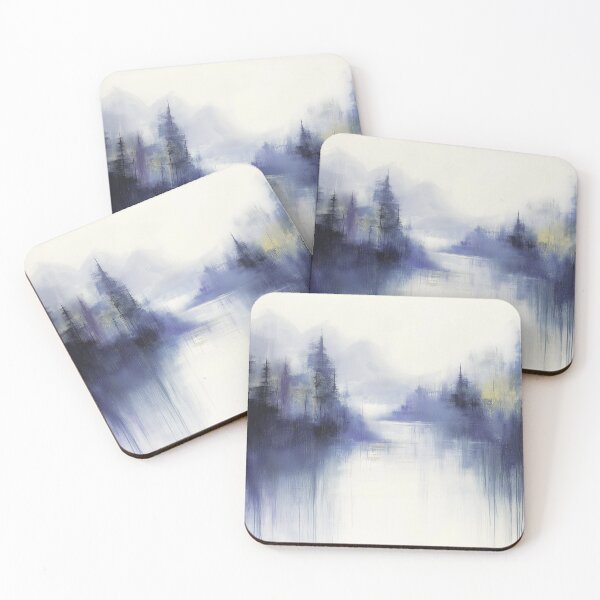 Item preview, Misty Pines and Lake – Soft Abstract Landscape Painting designed and sold by vfxbear.