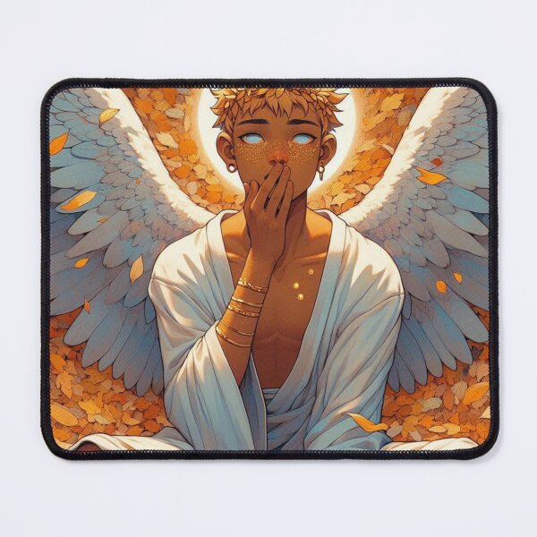Item preview, Otome Angel Guardian with Glowing Wings - Mystical Art Print designed and sold by FaydeFlora.