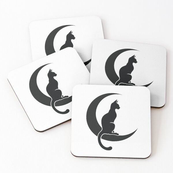 Artikelvorschau, Katzensilhouette, die auf einer Mondsichel sitzt entworfen und verkauft von VibeTCreations.