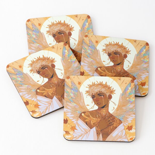 Item preview, Golden Guardian Angel with Freckles - Ethereal Fantasy Print designed and sold by FaydeFlora.