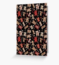 teddy bears and viking weapons - black Greeting Card