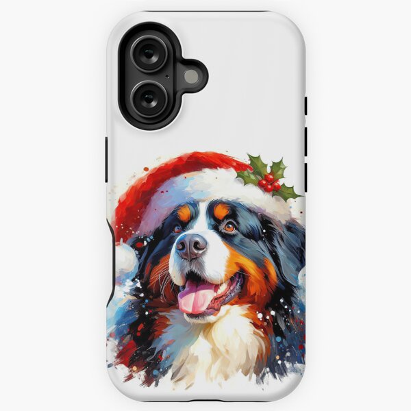 Item preview, Festive Bernese Mountain Dog Wearing Santa Claus Xmas Hat designed and sold by LazioJoe.