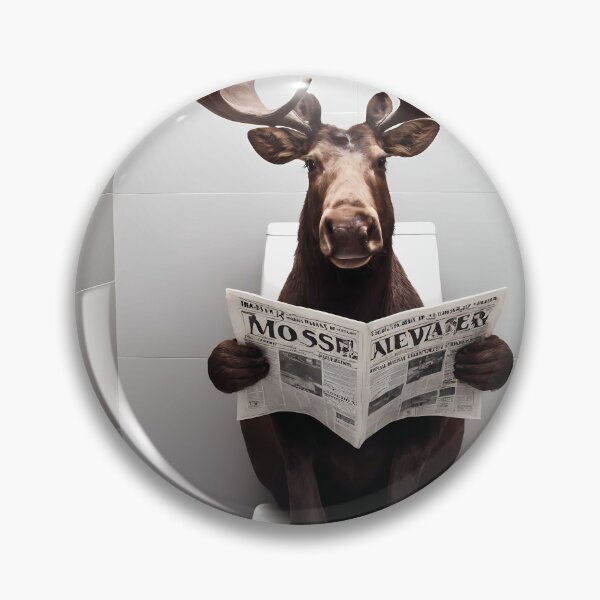 Item preview, Moose Sitting on the Toilet Reading a Newspaper, Funny Bathroom Humor, Wall Decor, Funny Animal Print, Home Printables, Cute Moose Nursery designed and sold by apixelwall.