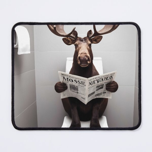 Item preview, Moose Sitting on the Toilet Reading a Newspaper, Funny Bathroom Humor, Wall Decor, Funny Animal Print, Home Printables, Cute Moose Nursery designed and sold by apixelwall.