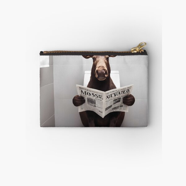 Item preview, Moose Sitting on the Toilet Reading a Newspaper, Funny Bathroom Humor, Wall Decor, Funny Animal Print, Home Printables, Cute Moose Nursery designed and sold by apixelwall.