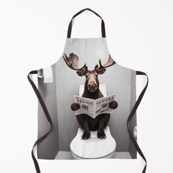 Item preview, Moose Sitting on the Toilet Reading a Newspaper, Funny Bathroom Humor, Wall Decor, Funny Animal Print, Home Printables, Cute Moose Nursery designed and sold by apixelwall.