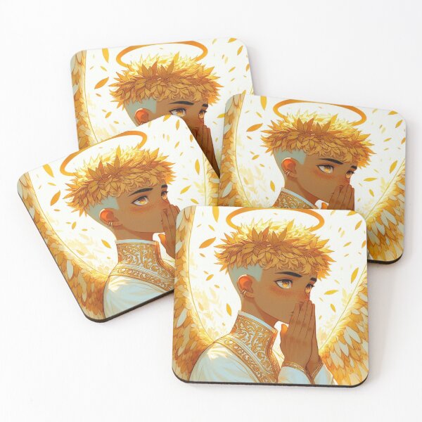 Item preview, Freckled Guardian Angel in Gold - Otome Aesthetic Art Print designed and sold by FaydeFlora.