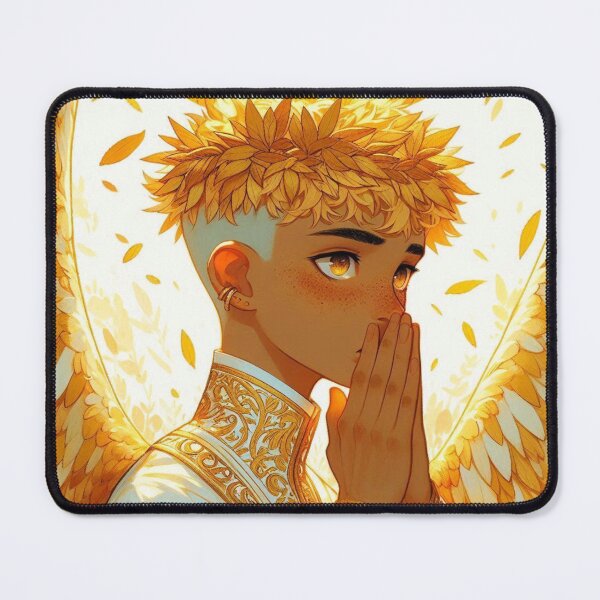 Item preview, Freckled Guardian Angel in Gold - Otome Aesthetic Art Print designed and sold by FaydeFlora.