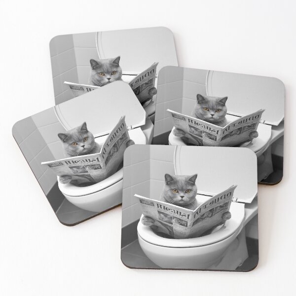 Item preview, Funny Cat Art Printable, Funny Cat Art Print, Funny Cat Bathroom, Funny Cat Bathroom Decor, Funny Cat Digital Print | Funny Cat Illustration designed and sold by apixelwall.