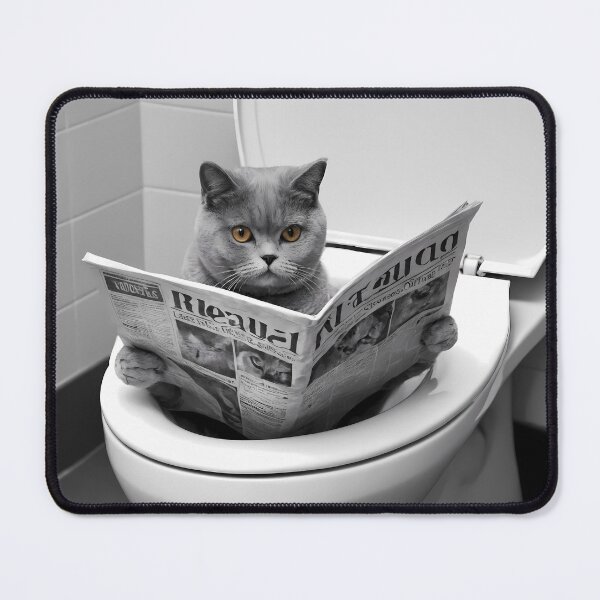 Item preview, Funny Cat Art Printable, Funny Cat Art Print, Funny Cat Bathroom, Funny Cat Bathroom Decor, Funny Cat Digital Print | Funny Cat Illustration designed and sold by apixelwall.