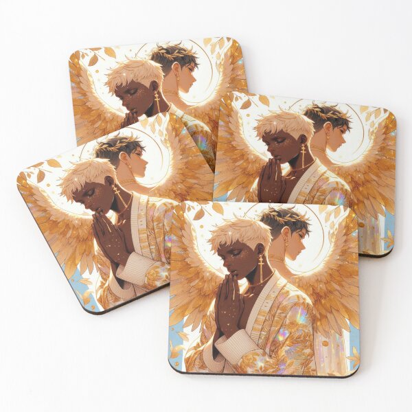 Item preview, Ethereal Guardians in Gold - Otome Aesthetic Characters Print designed and sold by FaydeFlora.
