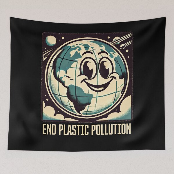 Item preview, Retro "End Plastic Pollution" Earth Design - Eco-Friendly designed and sold by HappyResistance.