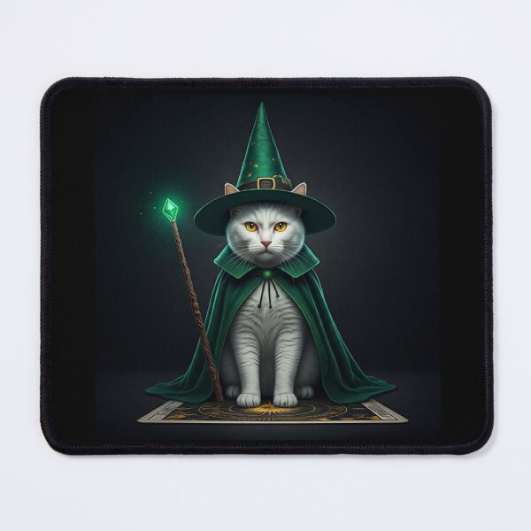 Item preview, The Feline Wizard: A Tarot Card of Magic and Mystery. Magical Wizard Cat in Green Robe. designed and sold by MarCreativArt.