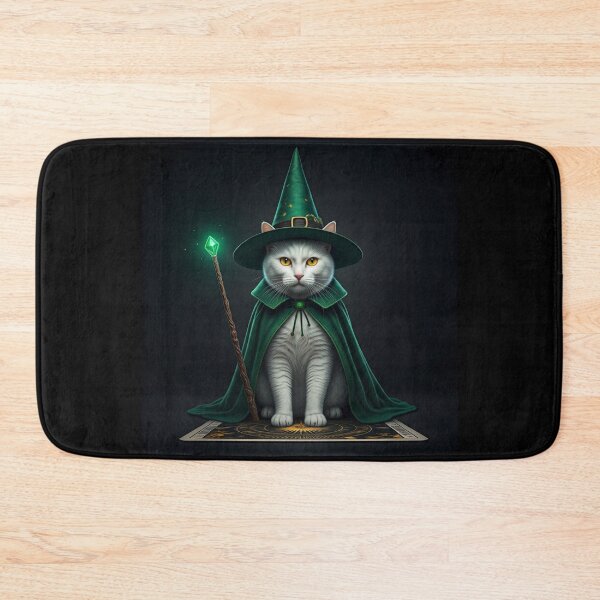 Item preview, The Feline Wizard: A Tarot Card of Magic and Mystery. Magical Wizard Cat in Green Robe. designed and sold by MarCreativArt.